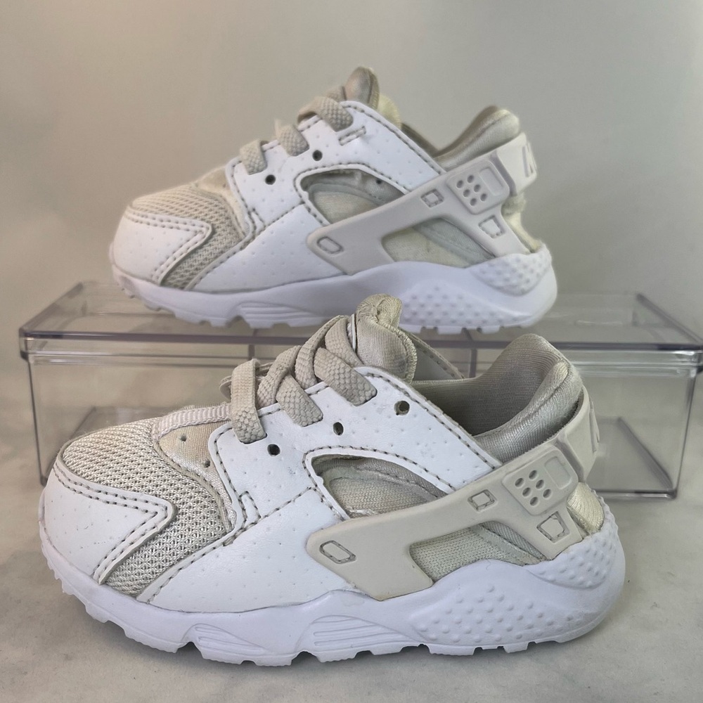 NIKE AIR HUARACHE RUN TD WHITE TODDLER SZ 5 704950-110 sneakers - Picture 4 of 9